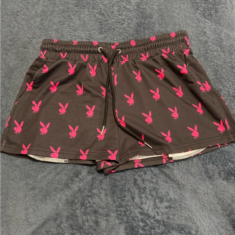 Missguided Black Shorts with Pink Bunny Print